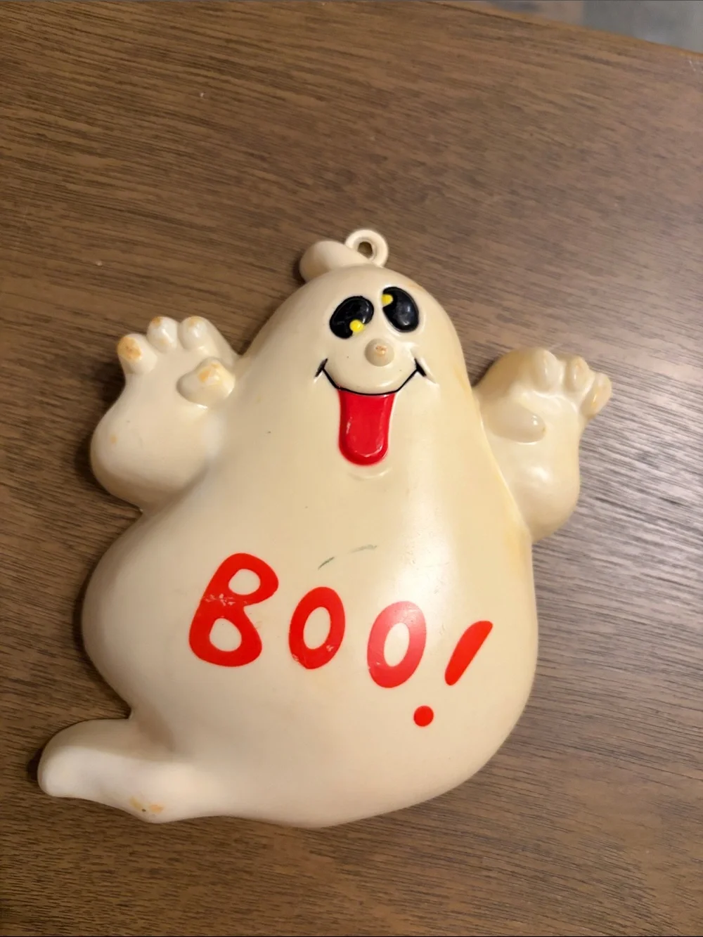 Halloween Vintage Plastic Decorations White Ghosts & Orange Pumpkins Set